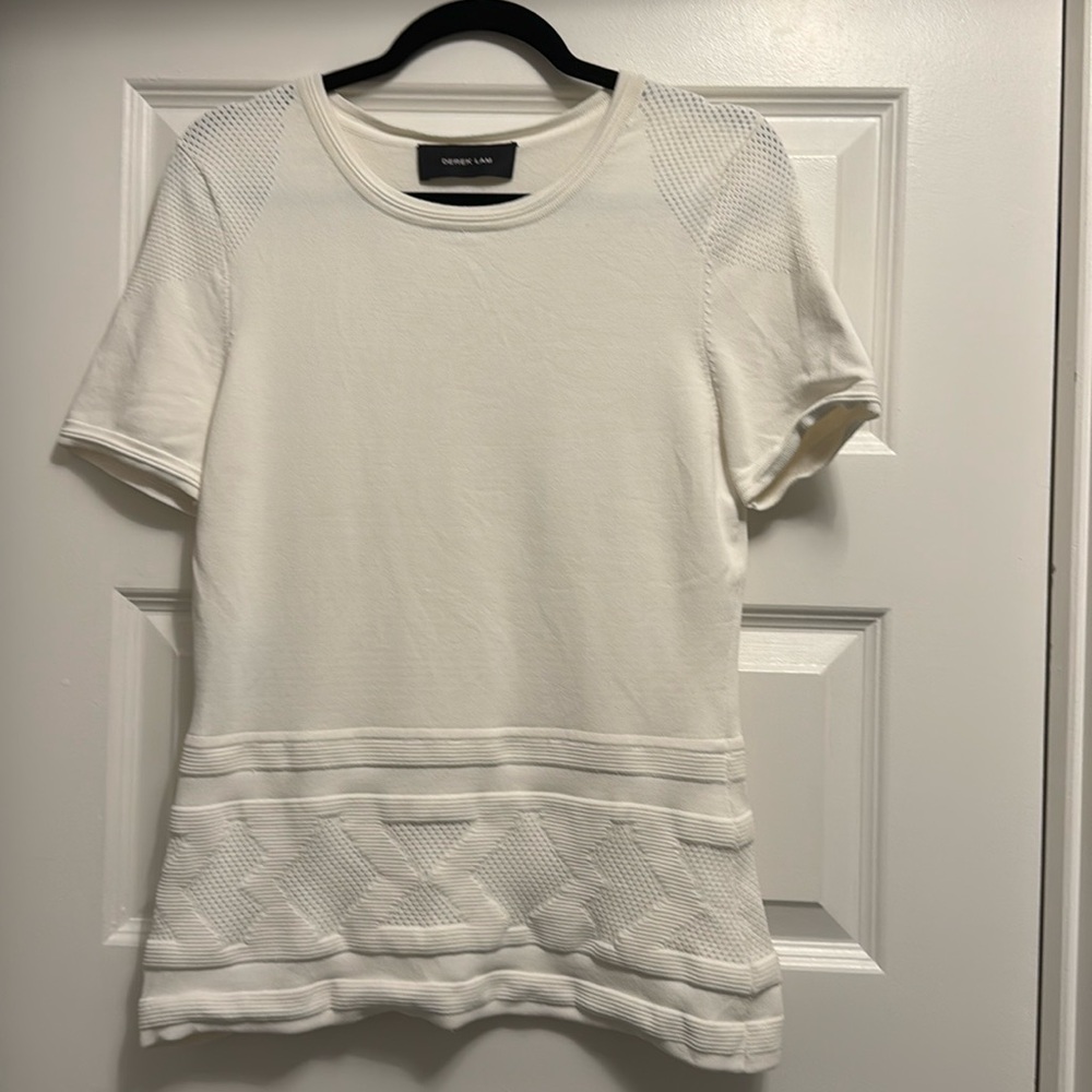 Derek Lam White Short Sleeve Sweater